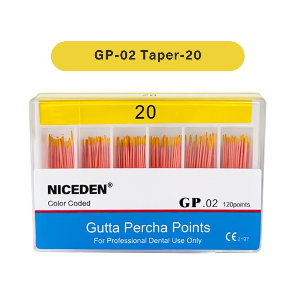 Niceden Dental Gutta Materials Percha Root Points Endodontics Cotton Fiber Tips Dentistry GP Canal Taper 02 04 06 #15-40 F1-F3