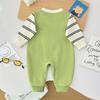 Baby koi Baby Boys Long Sleeve Layered Faux Layered Baby Prep Green Panda Size 6M Romper, Spring/Autumn Overalls-Style Coverall, Newborn, Coverall,