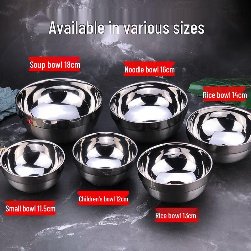 Miling Thickened 304 Stainless Steel Double-Layer Rice Bowls
