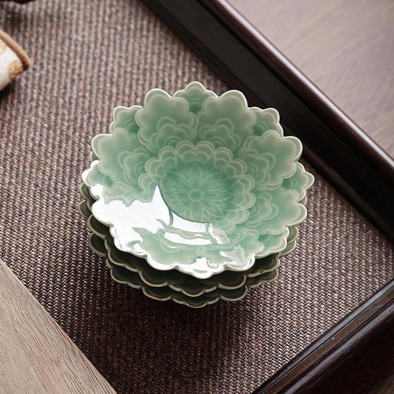 Yue Kiln Celadon Coaster Chinese Creative Handmade Ceramic Cup Holder Tea Holder Tea Ceremony Accessories Heat Insulation Mat