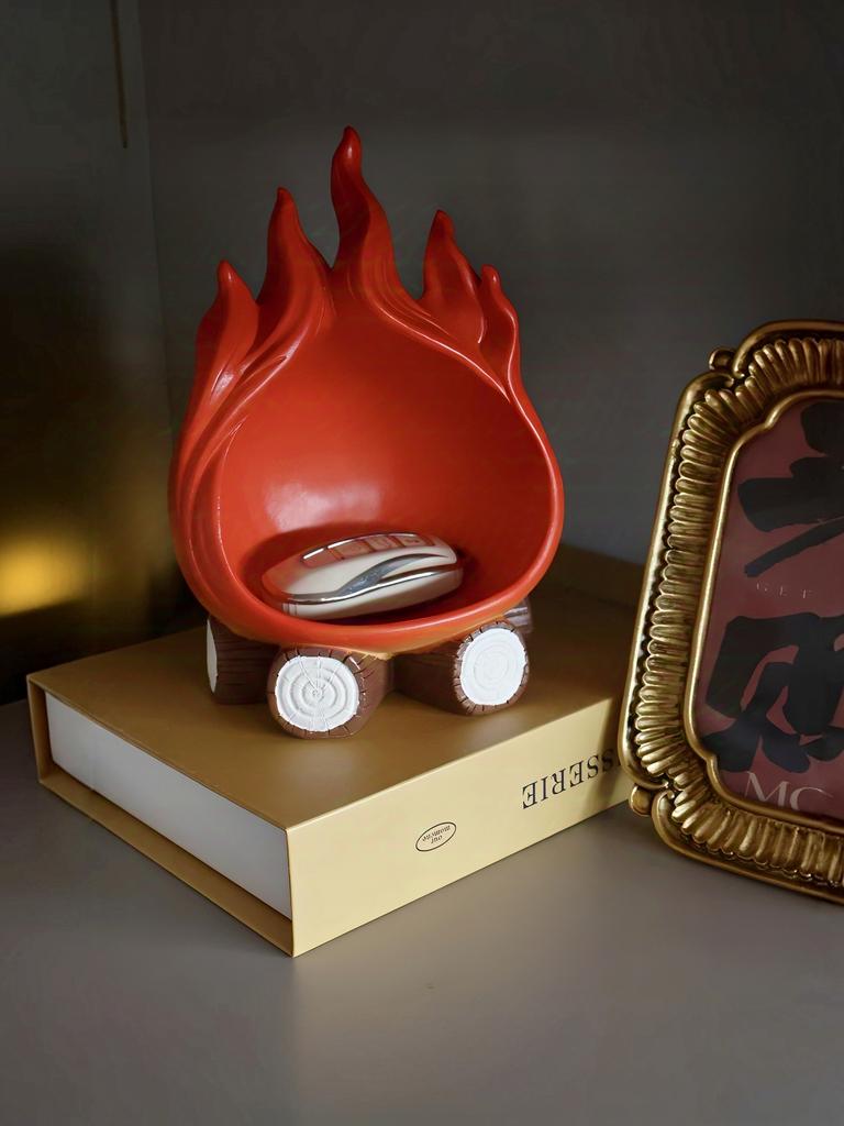 Fun cartoon firewood flame key tray storage box home decoration crafts suitable for home, indoor and outdoor use blessing gifts