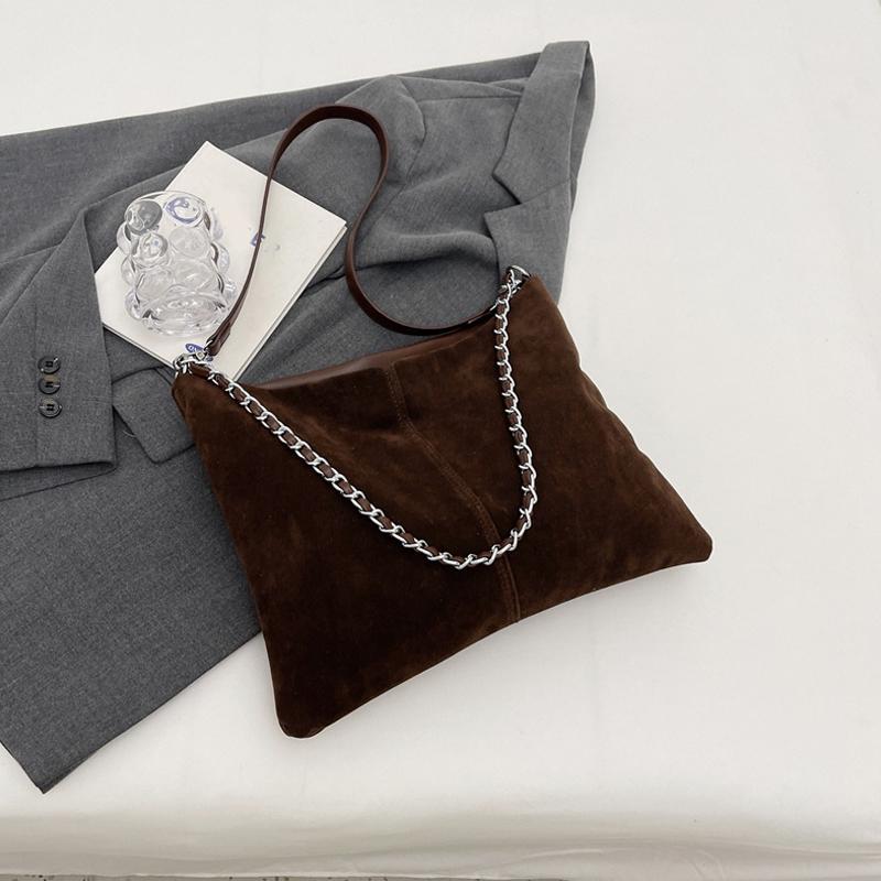 Vintage Suede Tote Bag For Women Autumn Winter New Large Capacity Commute Shoulder Crossbody Bags Fashion Trend Underarm Bags