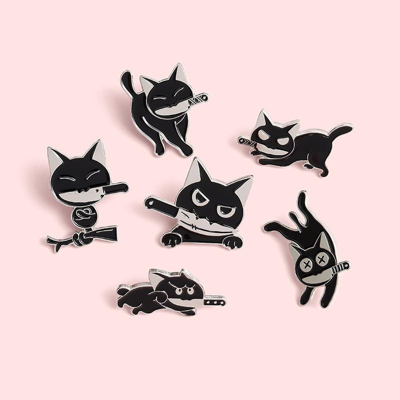 Brooch Playful Cat Unique Black Cat Design Charming Accessory Crafted From Alloy Durable