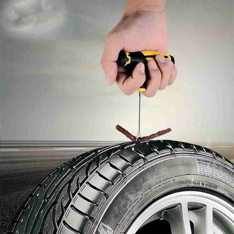 

Emergency Tire Repair Kit - Quick Fix Heavy-Duty Glue & Rubber Strips Or Cars/Trucks/Rvs Puncture Vacuum Tire Quick Tool чорний