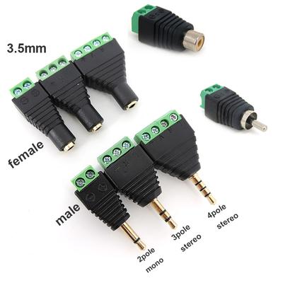 1 Paar Audio 2/ 3 /4 Pol 3,5mm Klinke Cinch Stecker Buchse Anschlussklemmenadapter 3,5 Audio Mono Stereo Kanal auf Schraubstecker