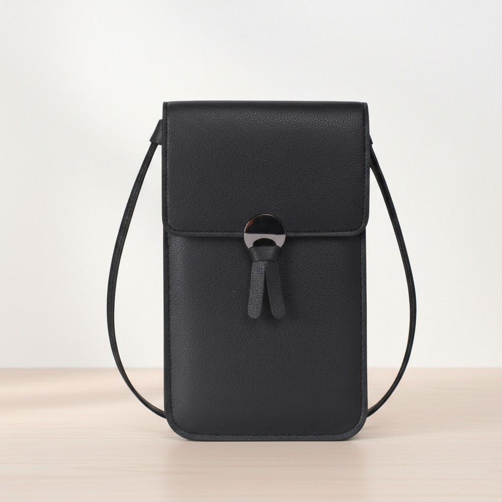 Women Fashion Transparent Touchable Crossbody Shoulder Bag Small Purse Mobile Phone Handbag чёрный