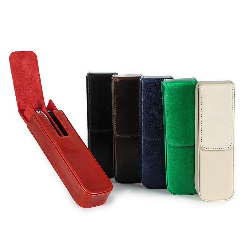 Full-Grain Cowhide Pencil Case 2 Pcs, Handmade Detachable Student Pen Storage Box