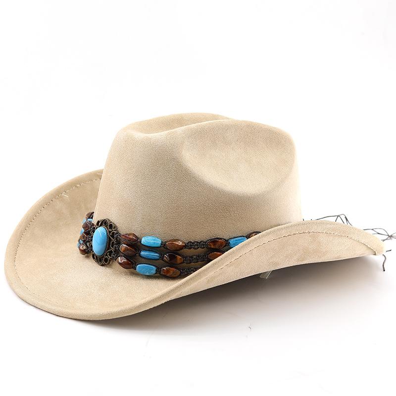Suede Horse Riding Western Cowboy Hat For Men And Women Outdoor Travel Hat With Rolled Brim Ethnic Style Top Hat Felt Hat