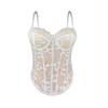 Pure desire hot girl with chest pad lace fish bone lace suspender vest women's thin inner and outer wear bottom back top