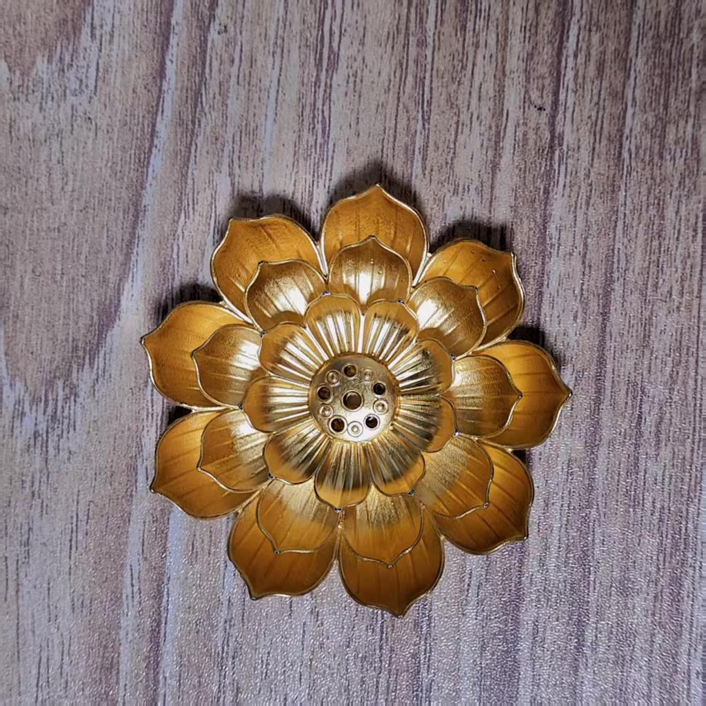 Lotus Alloy Multi-Hole Incense Holder and Burner for Aromatherapy