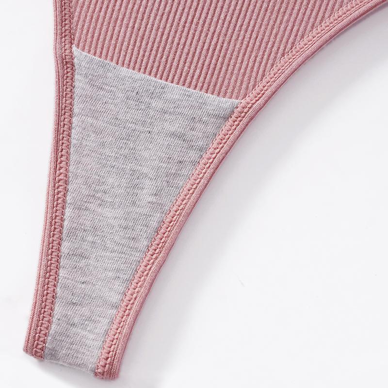 TERMEZY Sexy Ribbed Thongs for Women Solid Color Cotton T-Back Panties Sporty Comfortable & Body-hugging Underwear