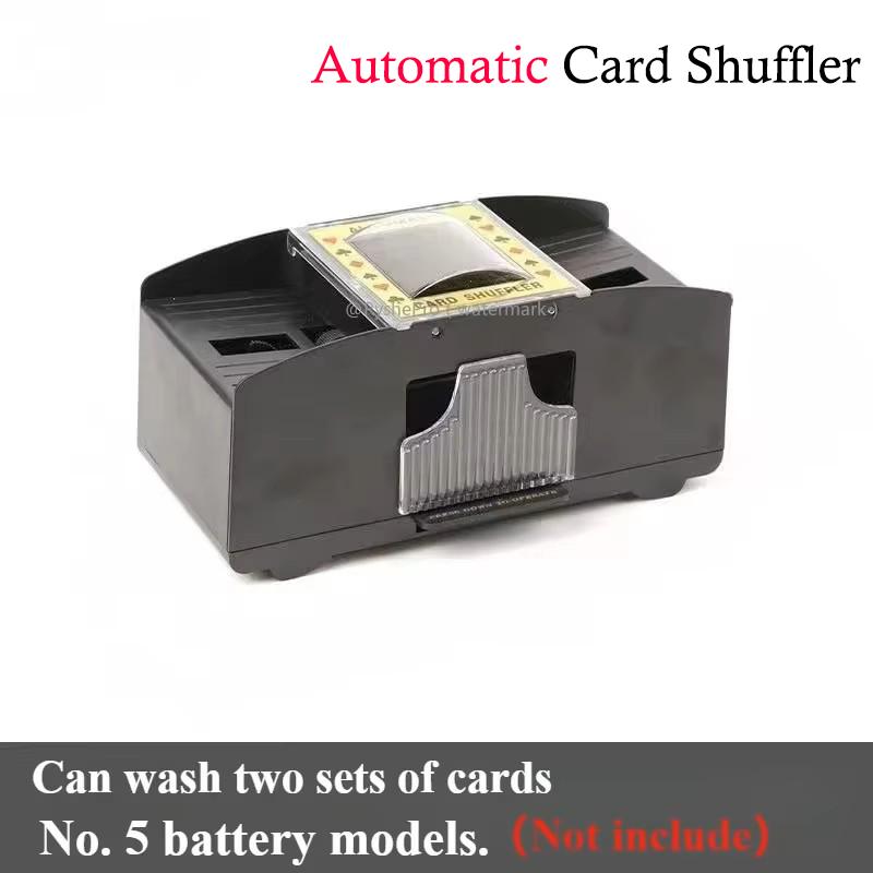 Manual/Battery/USB Card Shuffler Hand Crank/Automatic Card Shuffler for UNO Skip-Bo Blackjack Cards Game, 2 Decks of Poker Cards