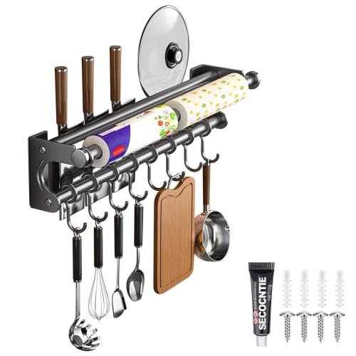 

Udoric Kitchen Tool Hooks, Kitchen Rack for Wrap and Paper Storage, Strong Adhesive, Lightweight, Waterproof and Rustproof, Wall-Mounted Storage, Mova