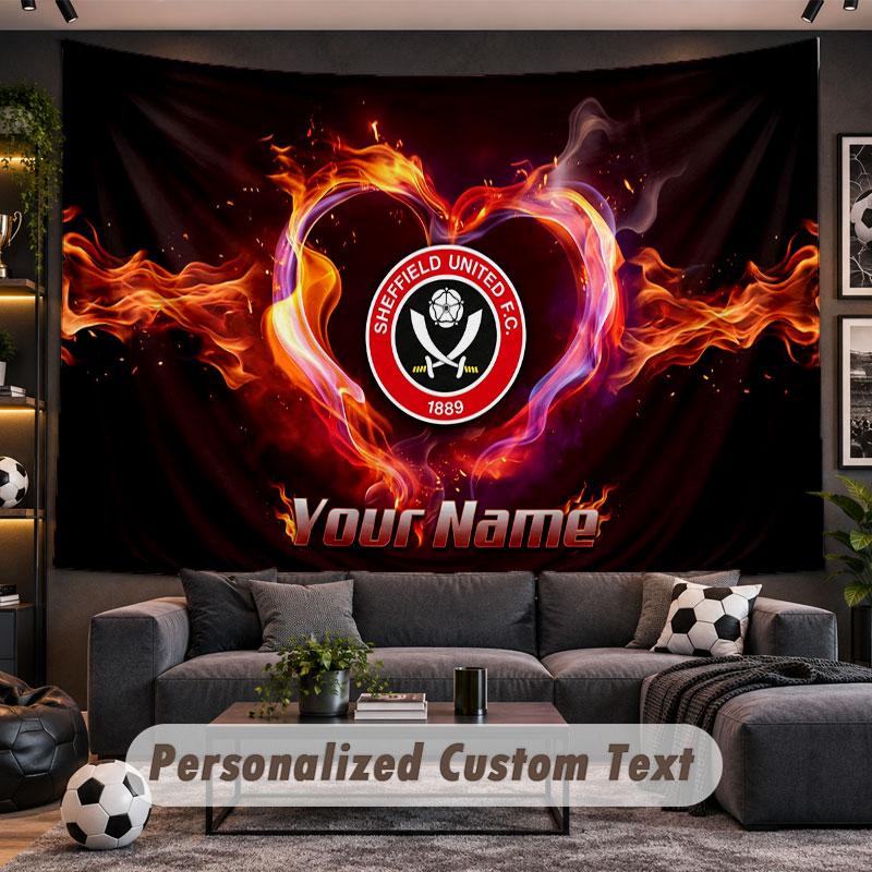 Wall Hanging Tapestry Custom NameSheffield United FC Pattern Personalized Printed Fabric Wall Decor