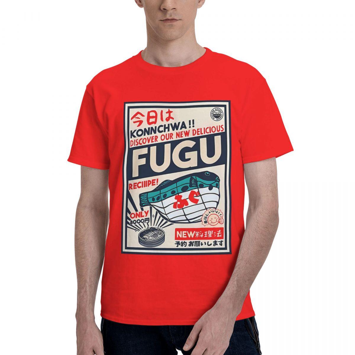 Japanese Kanji Fish Print 100 Cotton Casual Breathable Confortable Manga New In Tops And TShirts Mens Wear S
