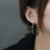 Double-layer Black Crystal Woven Hoop Earrings South Korea Simple Accessories Party For Women's Jewelry