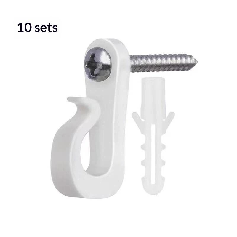 10Pcs Plastic Lights Hook With Screw New String Light Hangers Garage Hooks For Indoor Outdoor Holiday Lights Accessories