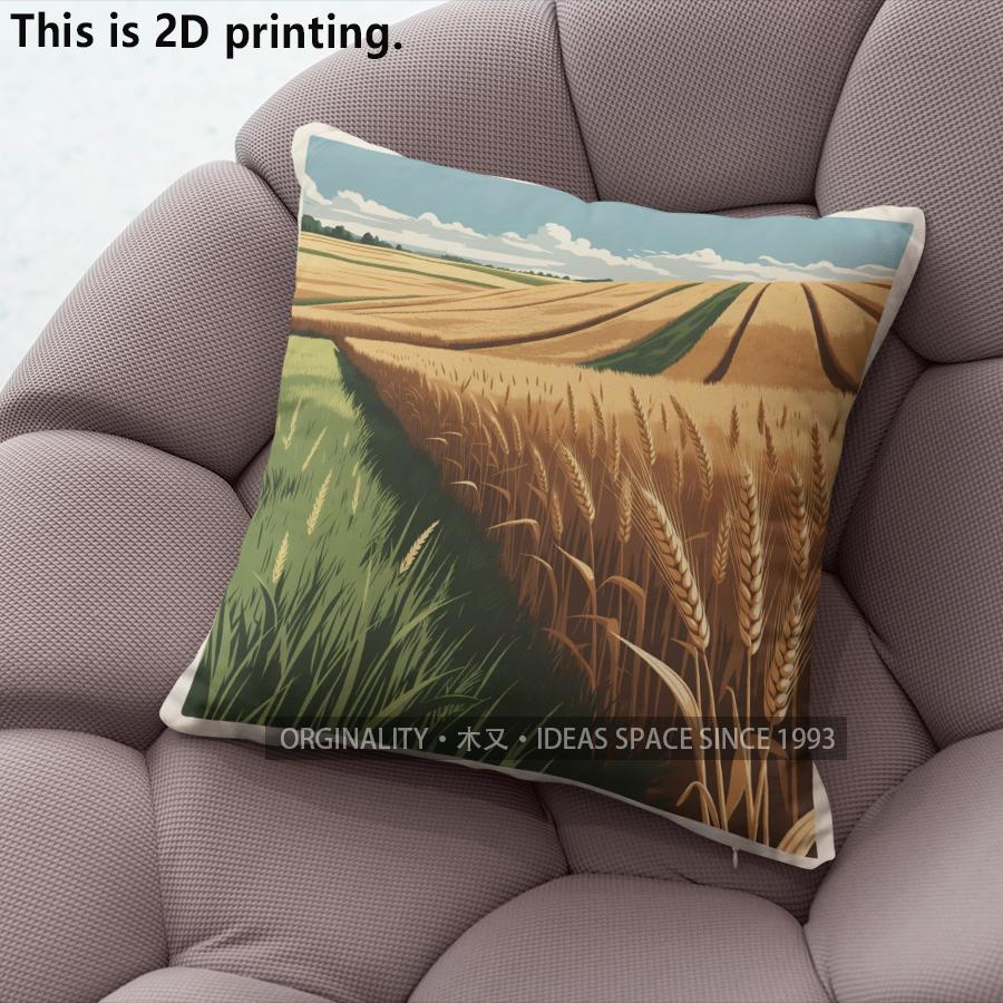 Farmhouse Wheat Field Scene Throw Pillow Covers Pattern Cushion Cover Suitable For Sofa Bedroom Car Pillow Cover