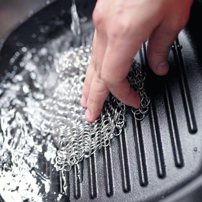 Nettoyeur de Fonte en Acier Inoxydable Récureur en Cotte de Mailles Victoria 32210 Acier inoxydable