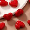 50pz Perline Acriliche Rosse Lucide 3D a Forma di Cuore Materiali per Artigianato per Collane, Orecchini, Braccialetti, Ciondoli Portachiavi Fai-da-Te per la Creazione di Gioielli