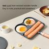 4-Cup Frying Pan Cast Iron Omelette Pan Non-Stick Coating Heat-Resistant Wooden Handle for Even Heating Sausage Pan for Gas Stove
