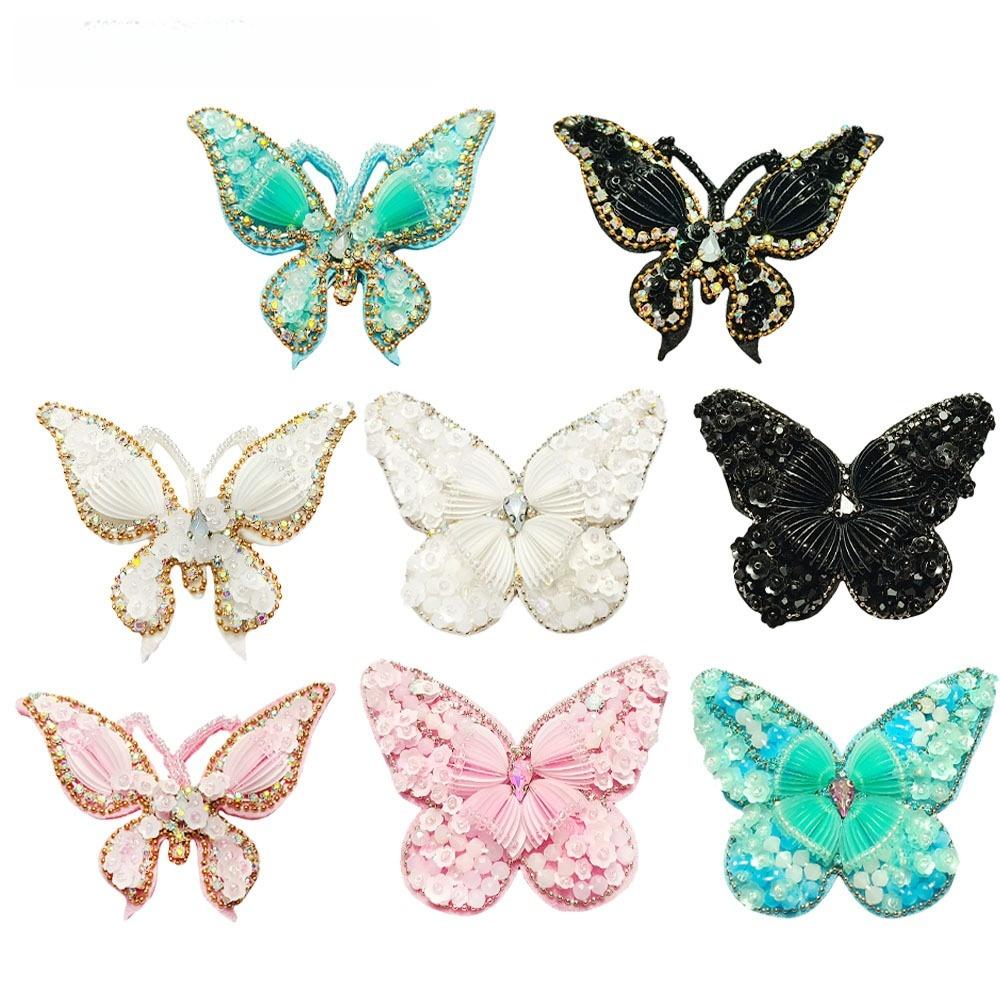 DIY Beaded Butterfly Appliques Handmade Sequin Patch New Clothing Decoration Patch Bag Decoration