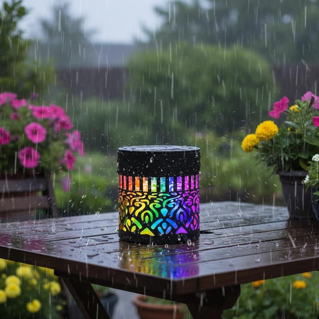 Seven‑Color Solar Mandala Wall Lights Outdoor Decorative Projection Lamp, Waterproof Metal Fence Light For Yard Garden Patio Backyard Post