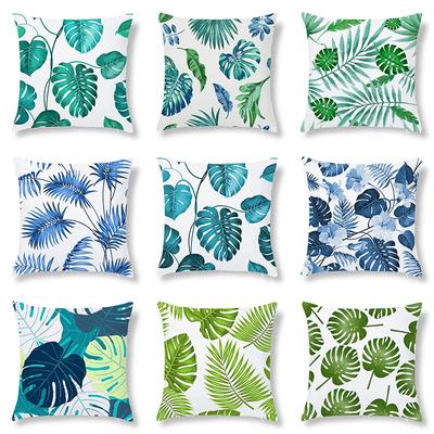 Green Leaf Print Decorative Pillowcase Car Sofa Square Cushion Pillowcase