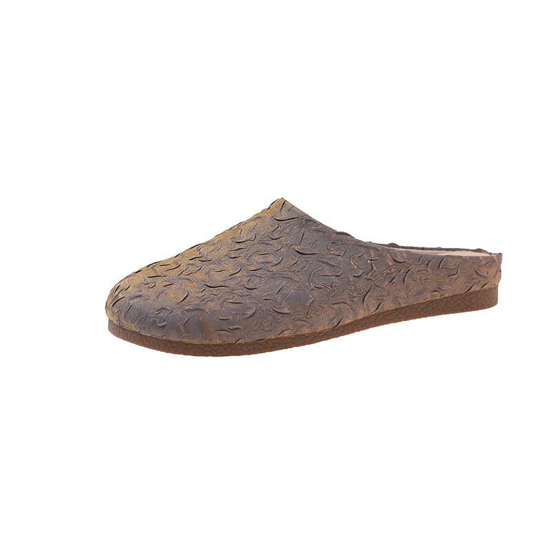 

Leopard print thick-soled Birkenstocks women s shoes spring and autumn new lazy people wear half slippers outside the bag head 35