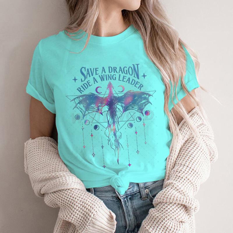 

New Spring Onyx Storm Tshirt Women Short Sleeve Save A Dragon Ride A Wing Leader Basic Shirt Vintage Dragon Fashion Tshirt 4XL