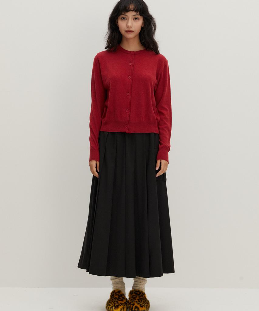 Raverous Pleated Long Skirt Black
