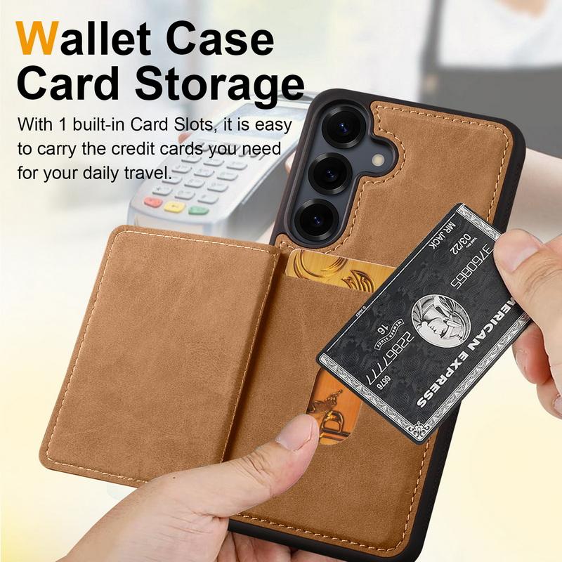Luxury Back Leather Card Slots Stand Cover Case For Samsung S26 Ultra S25 Edge S24 S23 S22 Plus S21 FE A15 A16 A17 A34 A35 A36 A37 A54 A55 A56 A57 5G