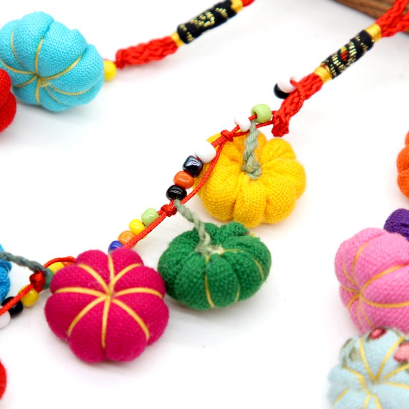 1Pc Keyring Colorful Pendant DIY Jewelry Boho Style Charms Pumpkin Shape Keychains Bag
