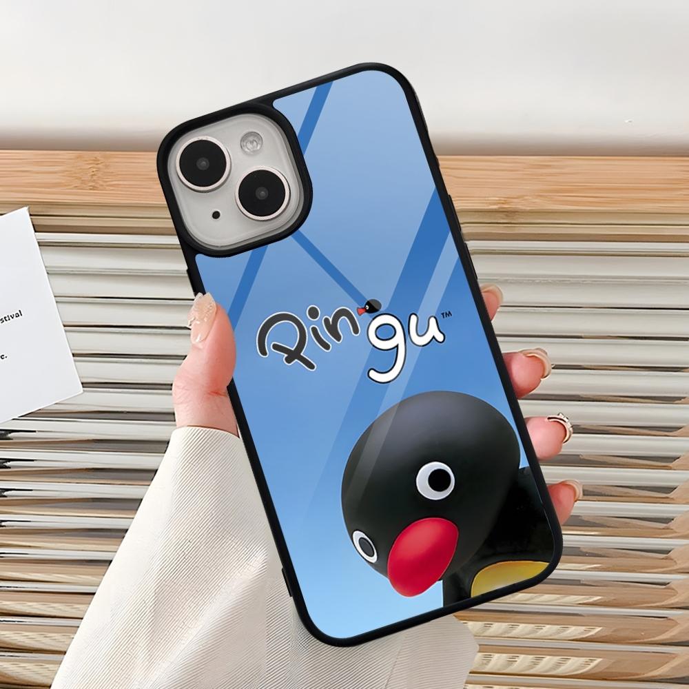 Cartoon Pingu Penguin Phone Case For Iphone 16 Pro 15 Pro Max 14 12 11 13 Mini 8 7 Plus X Xs XR PC+TPU Design Cover