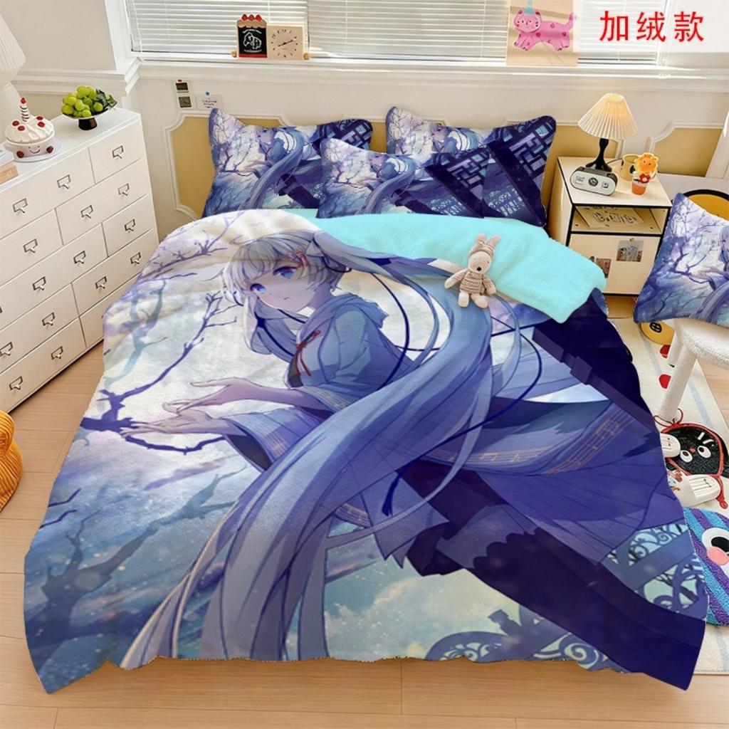 Hot Anime beautiful girl Hatsune Miku Balinese Duvet Cover Set Bedding with 1-2 Pillowcases Room Teens Bedroom Decor Fans Gift