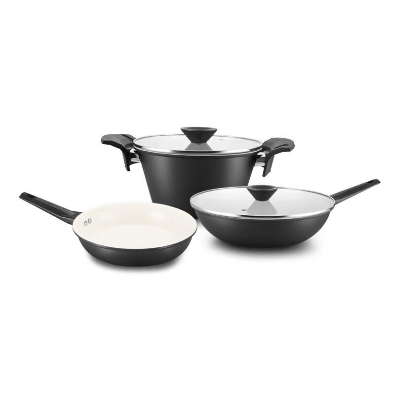 Deble Roman Style 5-Piece White Ceramic Wok Set