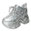 Fashion 2024 Spring Autumn Chunky Sneakers Women Bling Platform Sports Shoes Woman Goth Thick Bottom High Heels Female Leather Sneakers