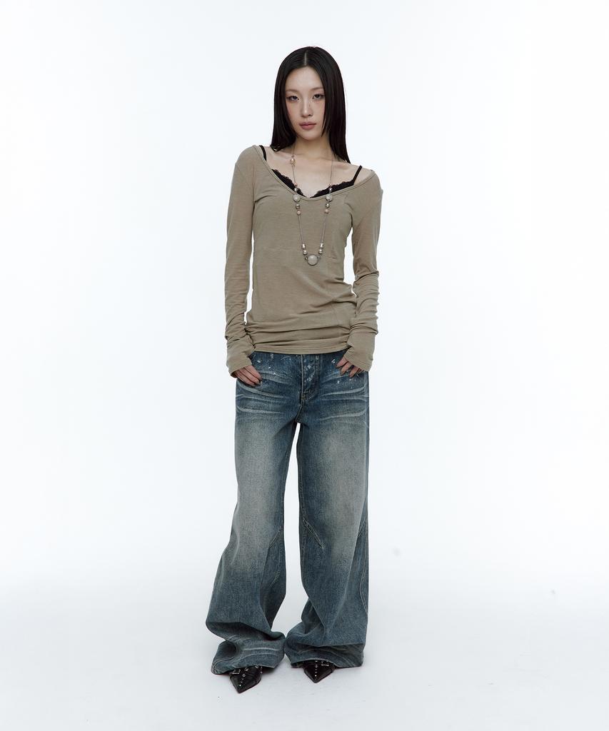 ROUGHNECK Crossline Slim Top Khaki Brown