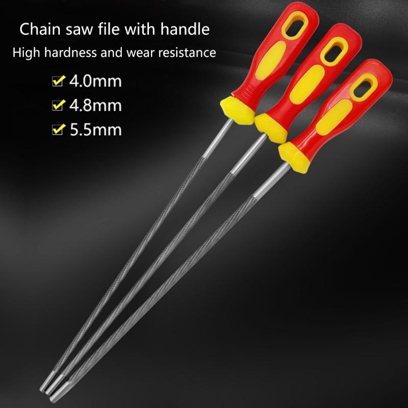 3pc/Set Durability Metal Chainsaw Chain Sharpener 4/4.8/5.5mm Round File,for 3/8" Saw Chain Maintenance Garden Hand Tool