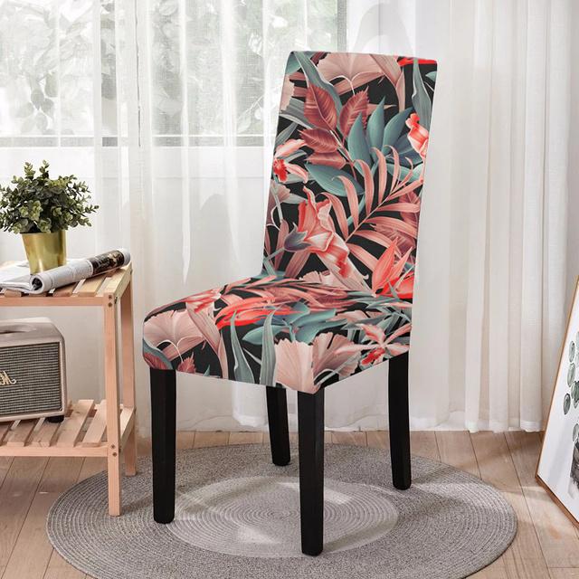 Floral Dining Chair Cover Spandex Elastic Chair Slipcover Case Stretch Chair Covers For Wedding Hotel Banquet Housse De Chaise