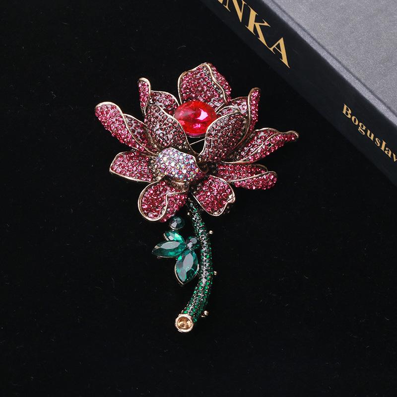 Luxury Rhinestone Orchid Brooches for Women Unisex Plant Flower Pins Event Party Gifts Backpack Decoration Clothes Accessories
