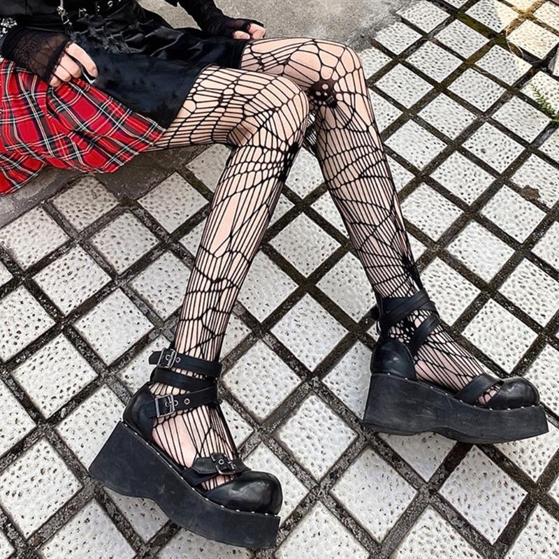 Womens High Waist Tights Fishnet Stockings Thigh High Pantyhose Halloween Cosplay Pantyhose Leggings