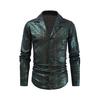 Klubová výkonnostní košile Klopový límec Jednořadý lesklý povrch Catch Attention Party Nightclub Dance Canival Košile Středně dlouhá Cardigan Shirt