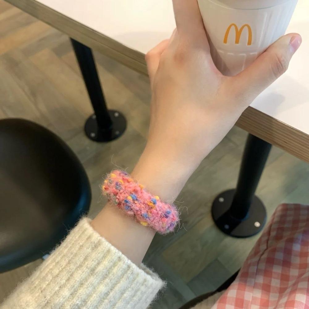 Colored Dot Soft Velvet Headband High Elastic Hair Scrunchie  Women Girl Hair Accessory