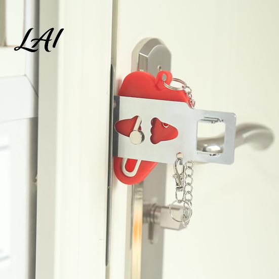 Door Safety Device Portable Lock for Home Travel Stop Additional Security Iron Privacy No Drilling Locker Hotel Apartment Dorm Heavy Duty