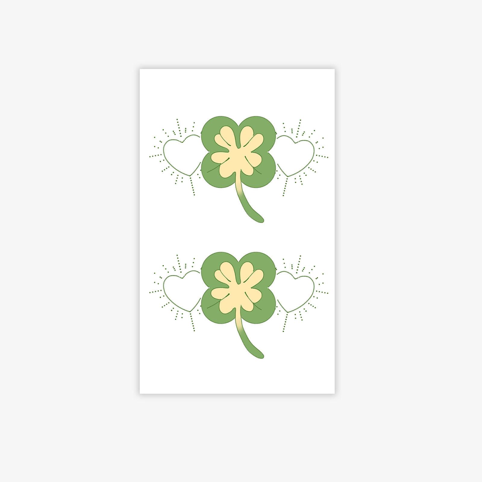 

Lucky Four-Leaf Clover Couple Tattoo Sticker, Symmetrical Love Design, Waterproof And Gentle Wind Arm Sticker. 11*18