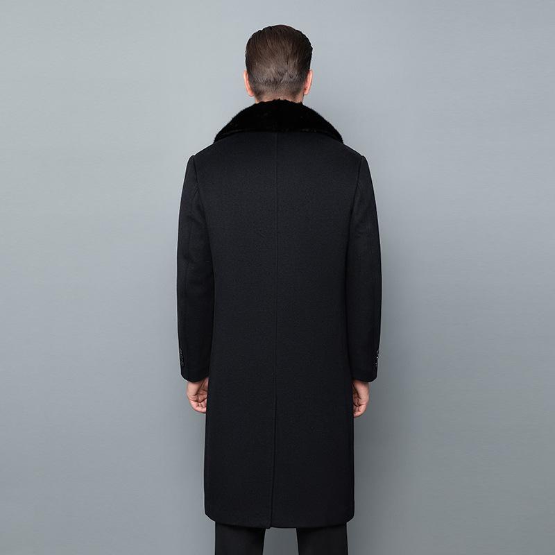 Winter cashmere coat men's medium-length thickened down liner warm coat middle-aged dad wool woolen top