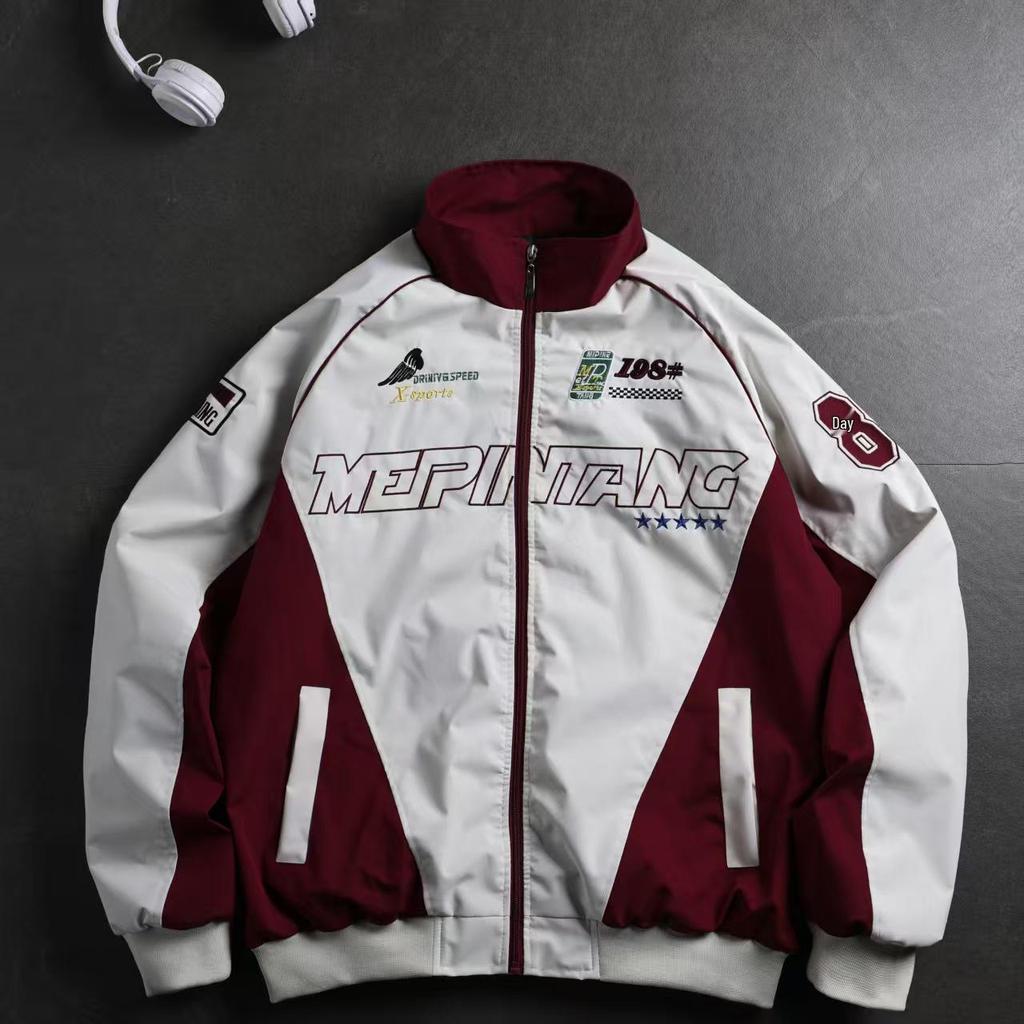 Retro Motorcycle Racing Embroidered Flight Jacket for Youth