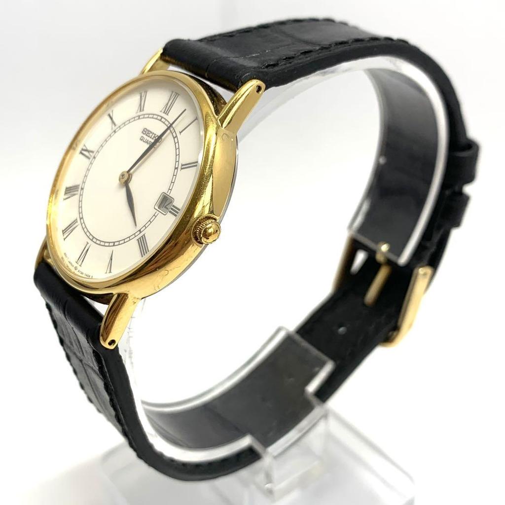 [USED] R7-1635 SEIKO 5Y39-7010 Quartz Wristwatch White