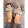 Ladies' Multi-layer Sparkling Diamond Toe Cover Sandals -Suitable for Casual, Party, Vacation, Fashionable Black Beach Shoes | Rubber Sole Single Shoe